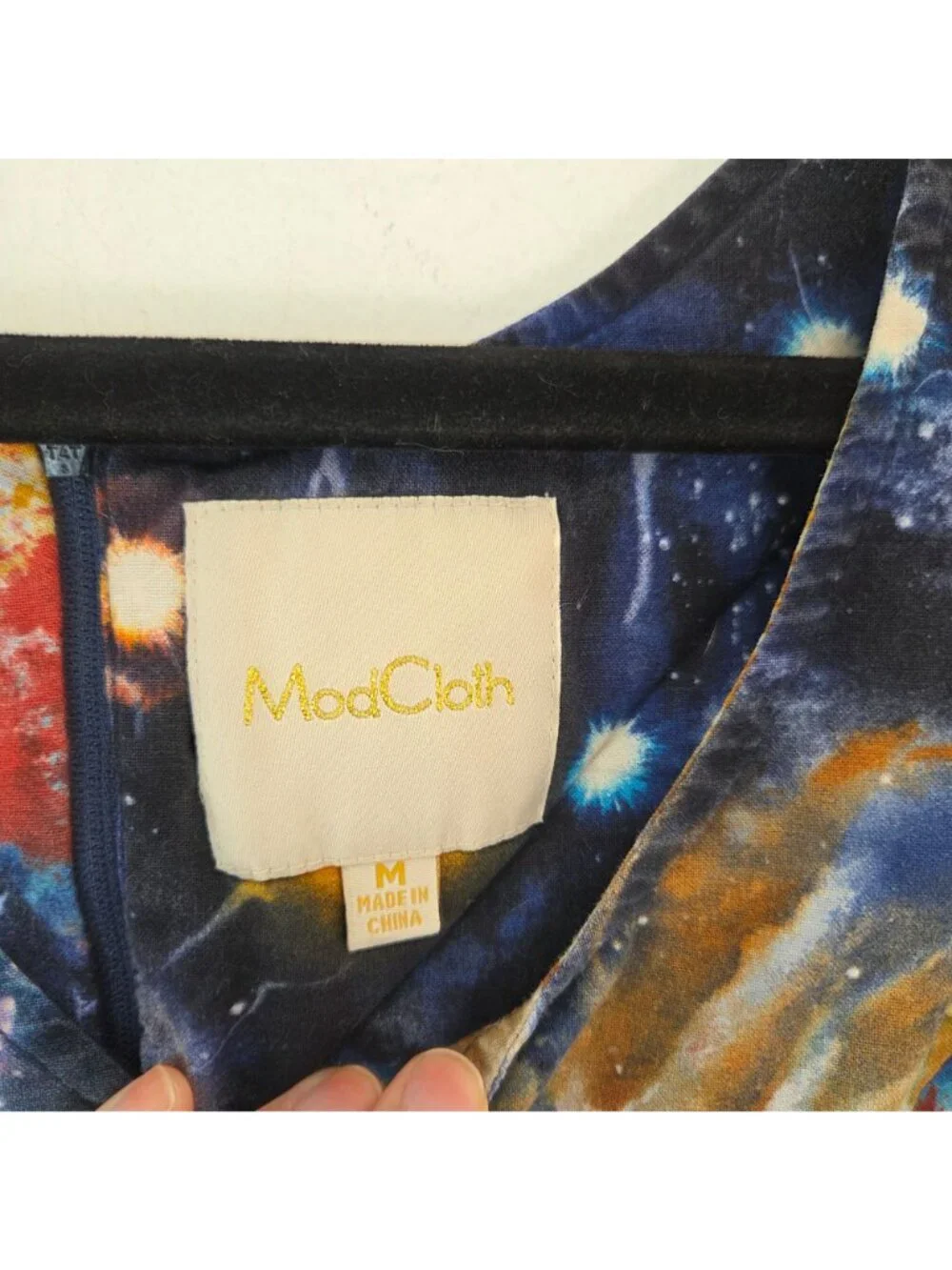Modcloth Galaxy Print Fit and Flare Dress Blue Constellations Pinup Women's M - Picture 8 of 10